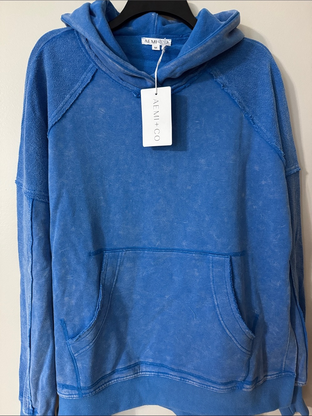 AEMI+CO Women's Blue Pullover Hooded Sweatshirt